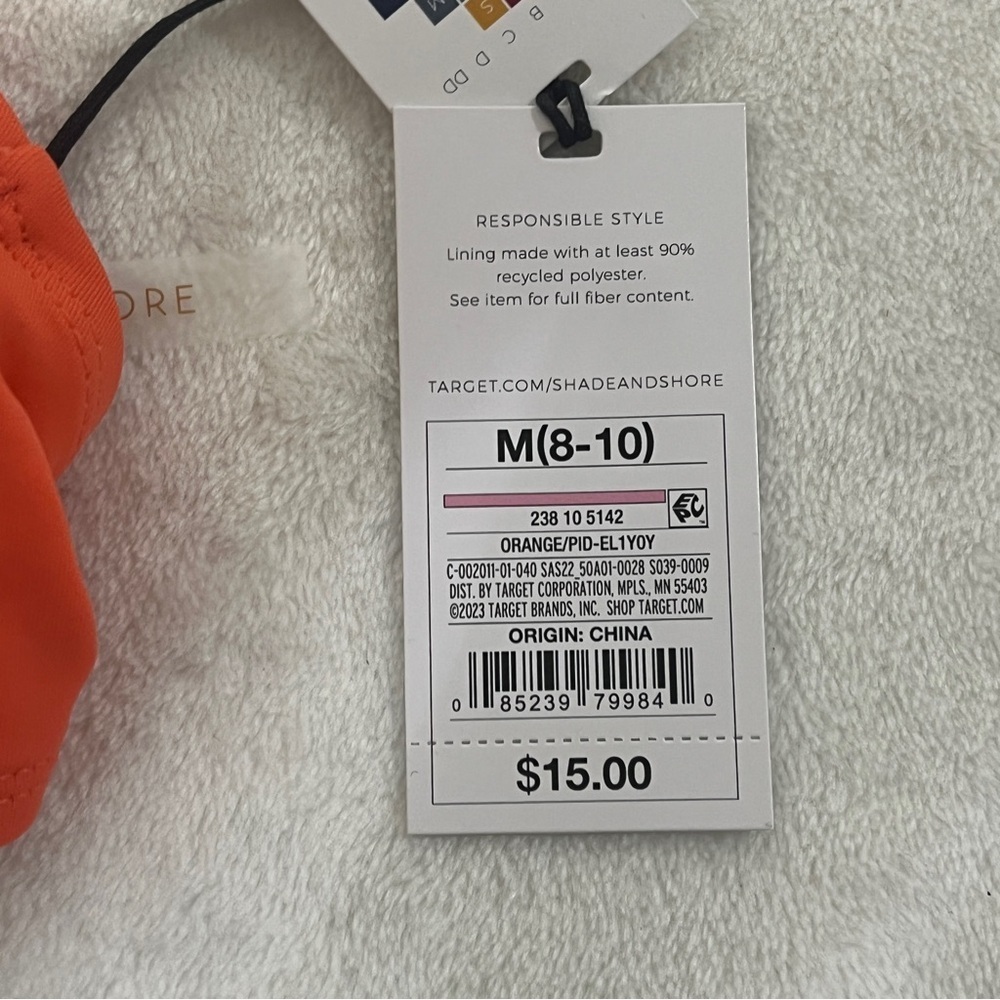 Shade & Shore Orange V-Neck Bikini Top Medium 8-10 Adjustable NWT - Picture 10 of 10